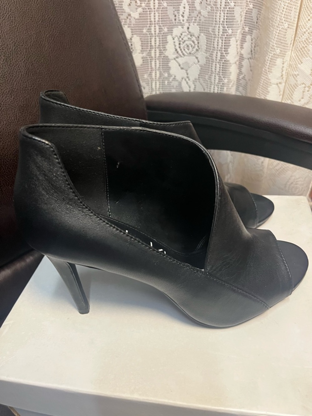 Calvin Klein Nastassia Nappa Leather Open-Toe Wrap Heels - Picture 12 of 14